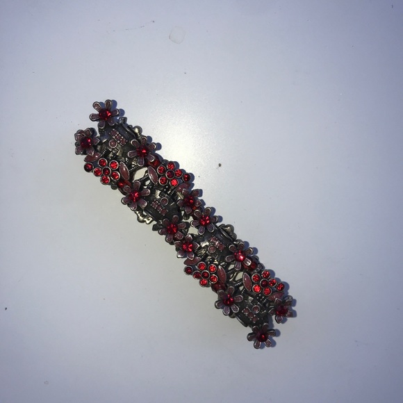 Red Ruby Silver Plated Vintage Stretchy Bracelet - Picture 5 of 6